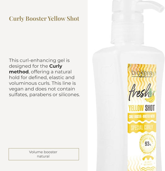 SALERM - Gel Activador de Rizos - Curly Booster Yellow Shot - 300 ml - Biokera Fresh - Rizos Definidos - Hidratación Profunda del Cabello - Fijación Natural - Sin Sulfatos ni Parabenos - Vegano
