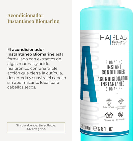 SALERM - Acondicionador Pelo sin Aclarado - Biomarine Hair Lab - 200 ml - Hidrata y Desenreda el Cabello - Cierra la Cutícula - Extracto de Algas Marinas y Ácido Hialurónico - Sin Parabenos