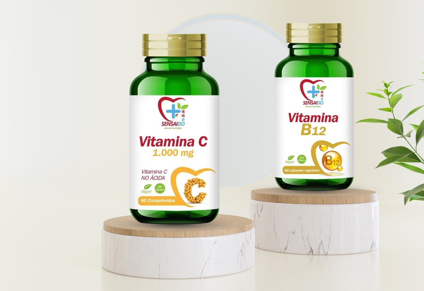 Paquete de energía física y mental de Sensaido con suplementos en cápsulas y polvos para mejorar energía y concentración.