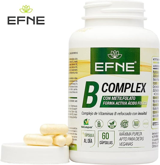 COMPLEJO DE VITAMINA B COMPLEX CON METILFOLATO. Forma Activa Ácido Fólico. (Deficiencias por veganismo, Agotamiento)