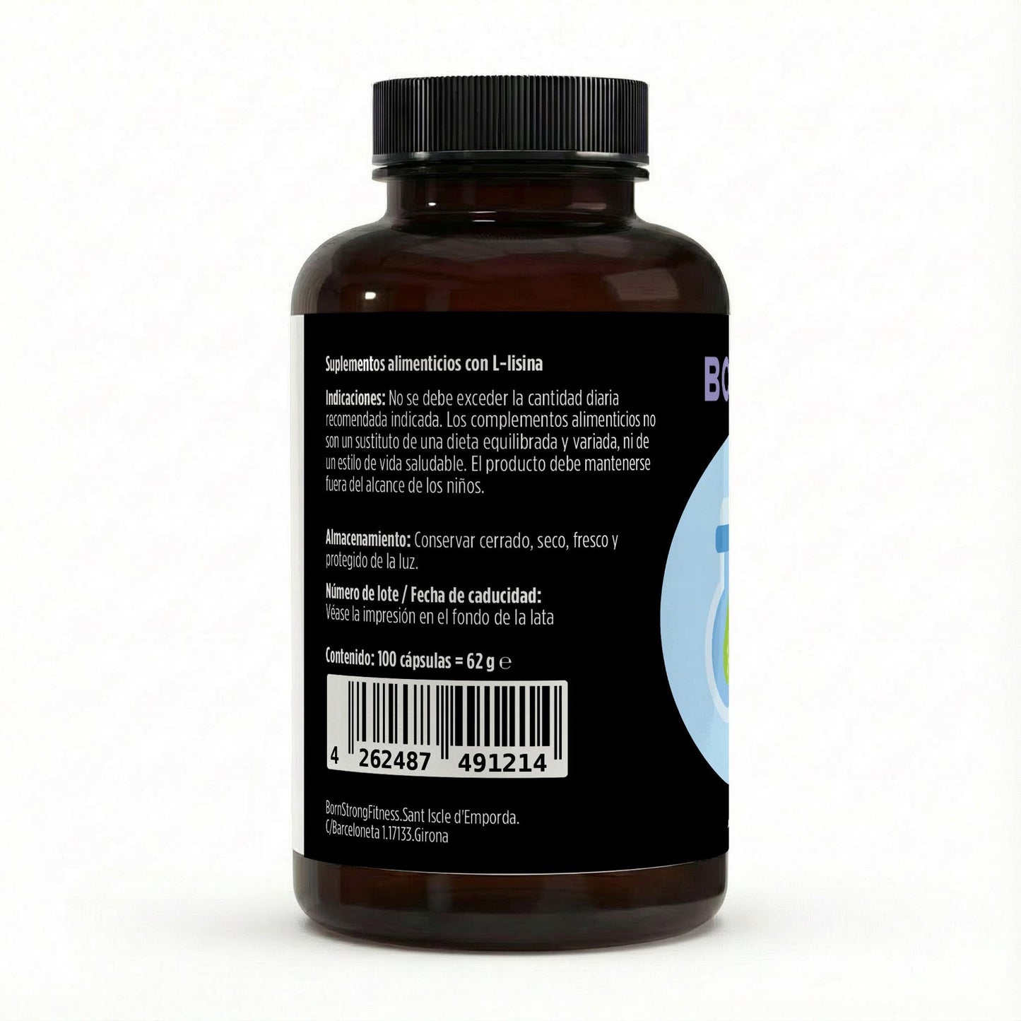 Suplemento de L-Lisina de BORNSTRONG FITNESS para recuperación muscular y mejora del rendimiento deportivo.