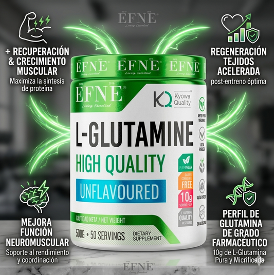Suplemento de L-Glutamina pura de EFNE, 500g, para recuperación muscular y salud intestinal, con calidad Kyowa.
