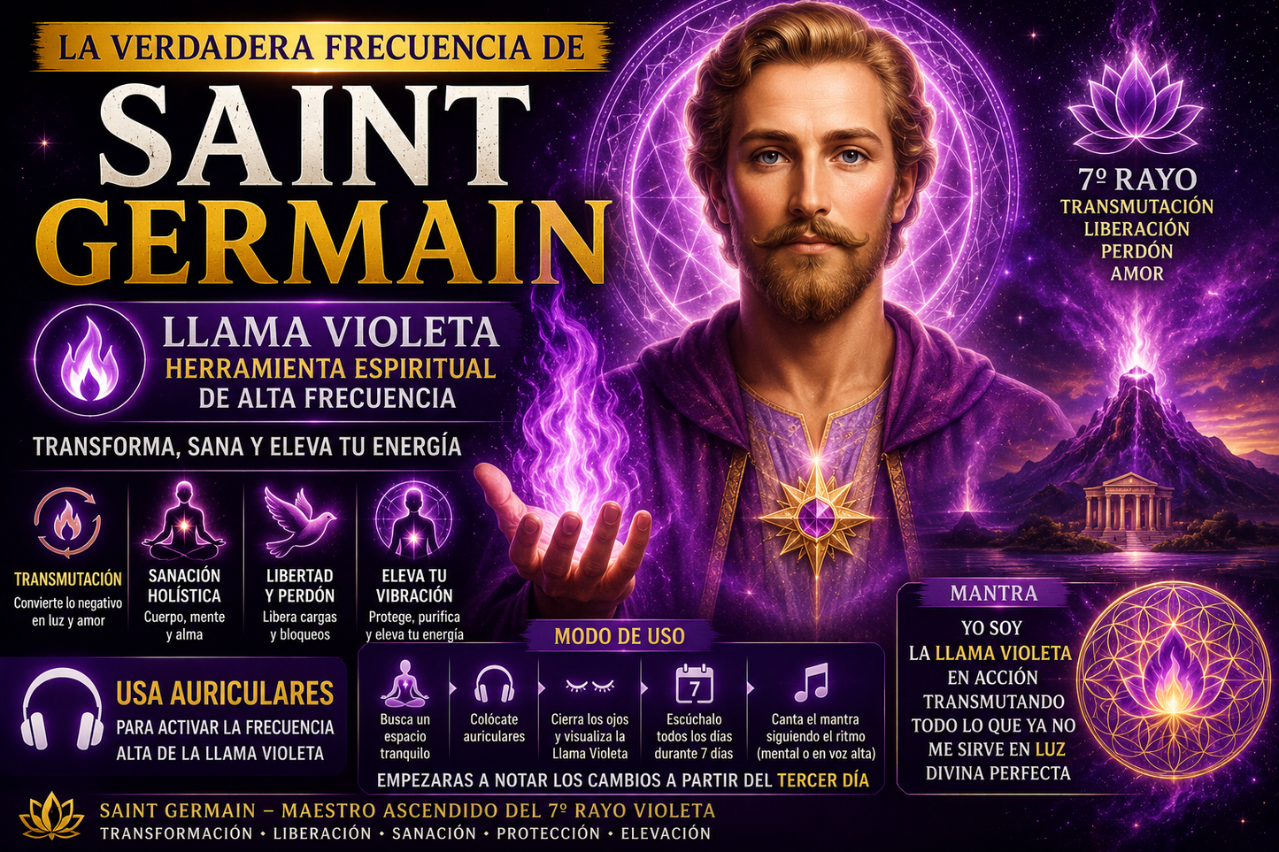 LA VERDADERA LLAMA VIOLETA DE SAINT GERMAIN- CAMBIOS A PARTIR DEL TERCER DÍA