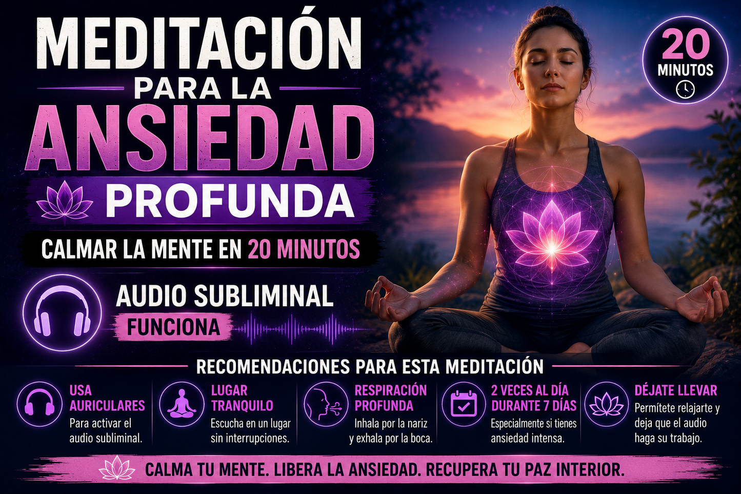Meditación para la ansiedad profunda | Calmar la mente en 20 minutos (Audio subliminal) FUNCIONA
