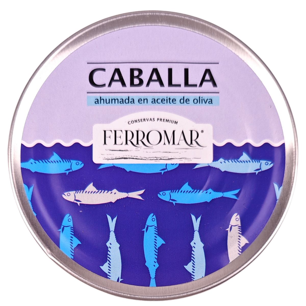 Filetes de caballa ahumada de Conservas FerroMAR en conserva, con aspecto brillante y textura tierna, listos para preparar.