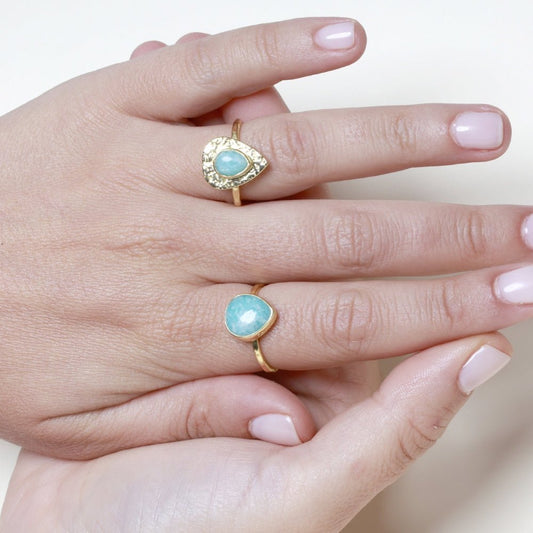 Anillo 'Amira' de Amazonita - Plata de Ley