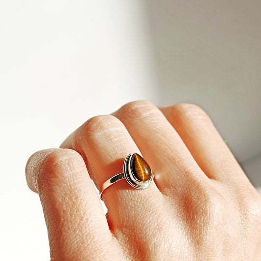 Anillo 'Anahi' de Ojo de Tigre - Plata de Ley