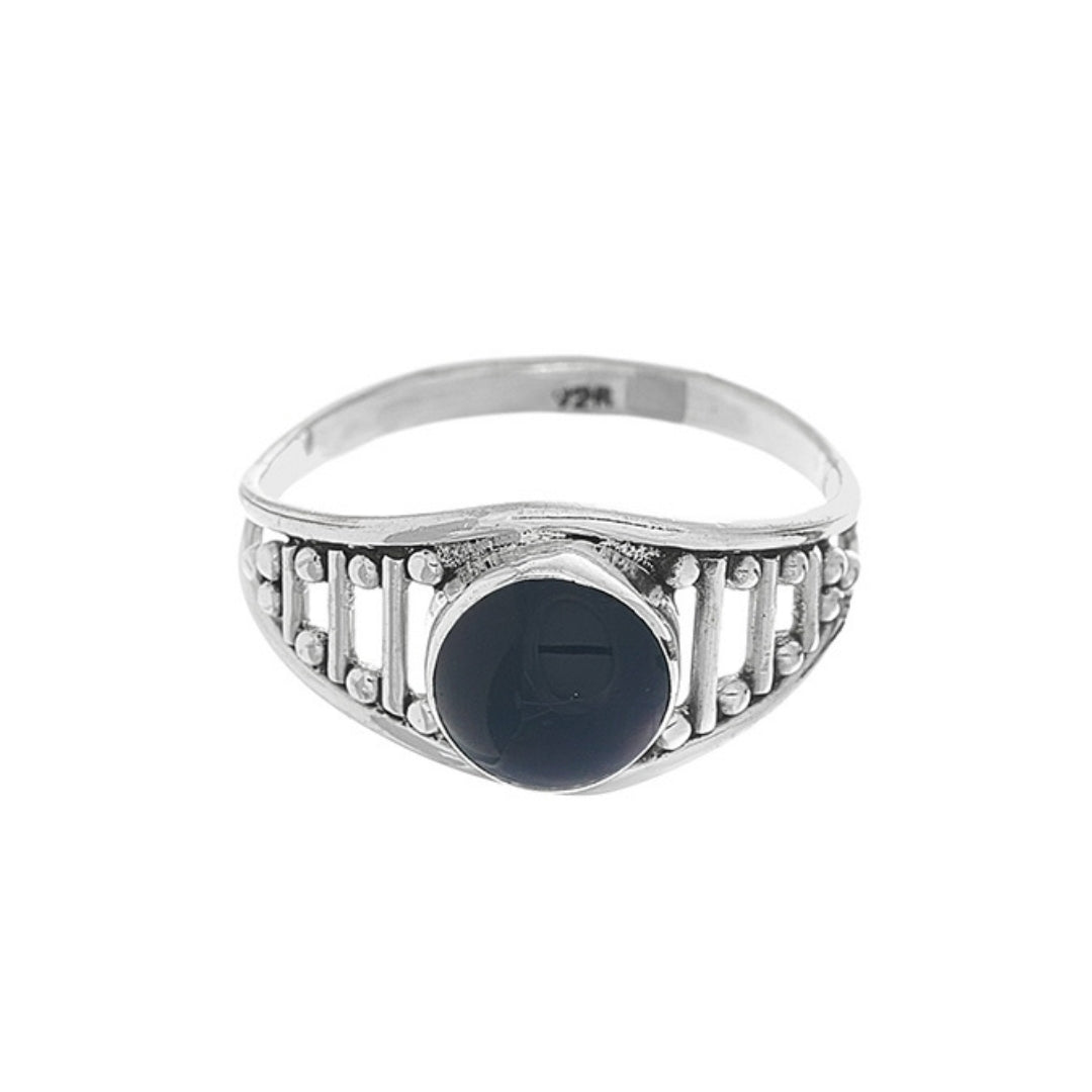 Anillo 'Laksmi' de Ónix - Plata de Ley