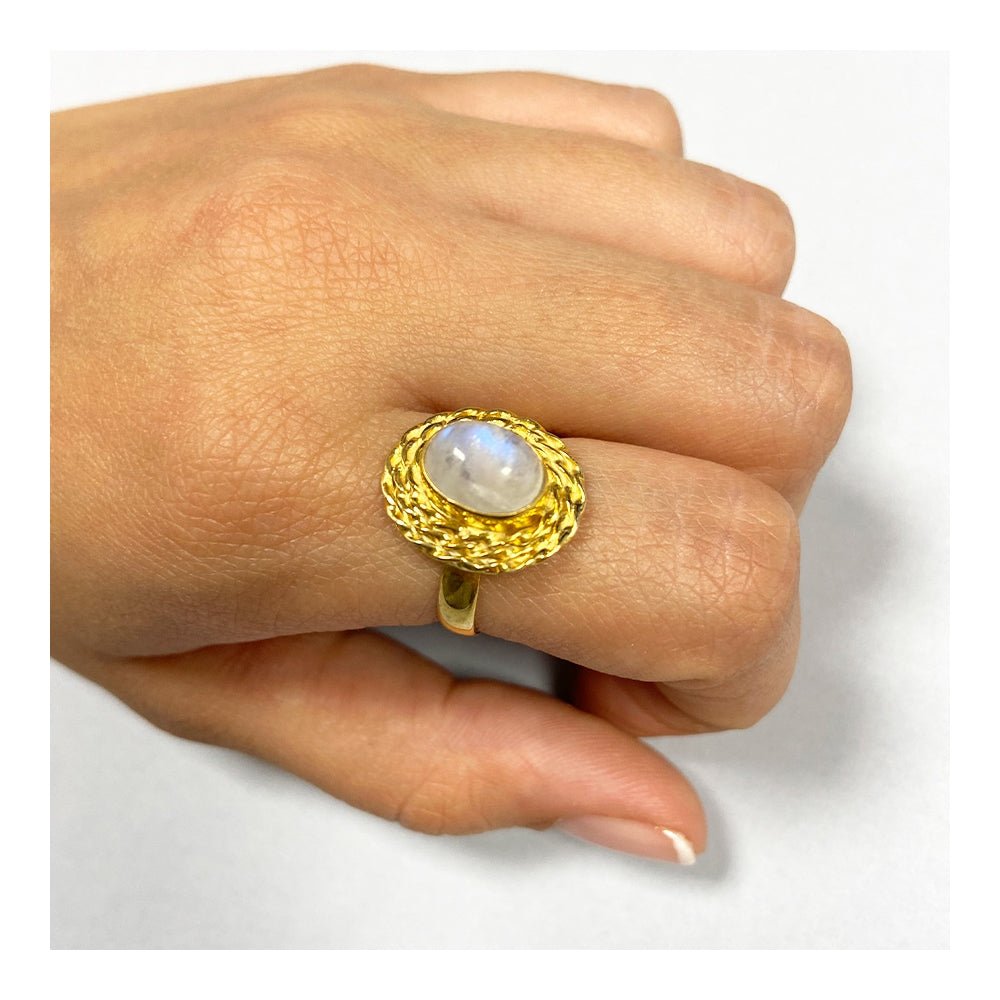 Anillo 'Moonlight' de Piedra de Luna - Plata de Ley