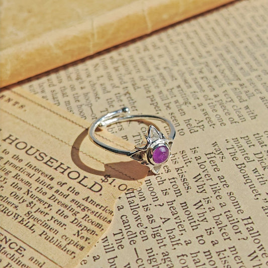 Anillo Nudo de Bruja 'Wicca' con Amatista - Plata de Ley 925