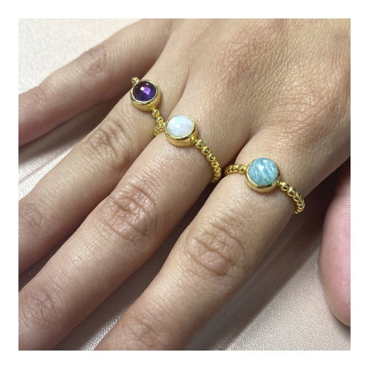 Anillo 'Shakeela' de Piedra de Luna - Plata de Ley