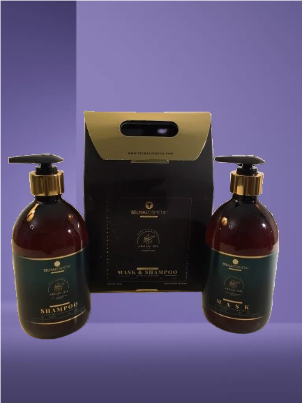 Belma kosmetik-Argán kit de argán 500 cuidado en casa-todo tipo de cabellos y post alisado