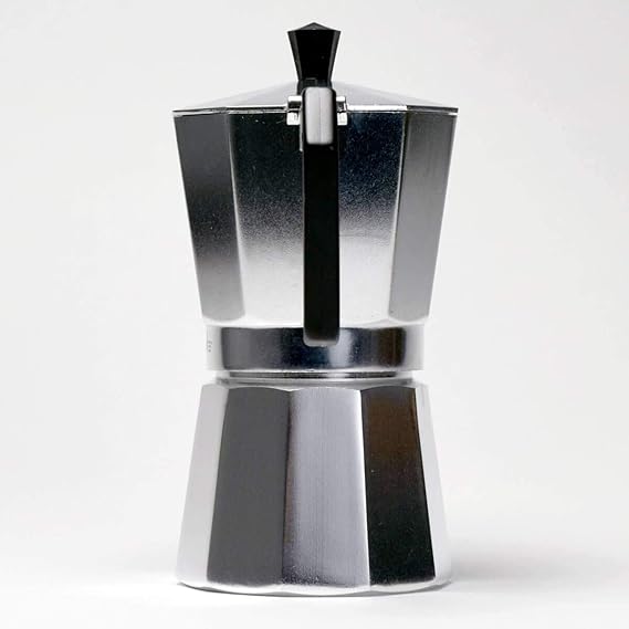 Cafetera Innovagizmo de 6 tazas, de color plateado, con asa y tapa de vidrio, lista para preparar café en hogar u oficina