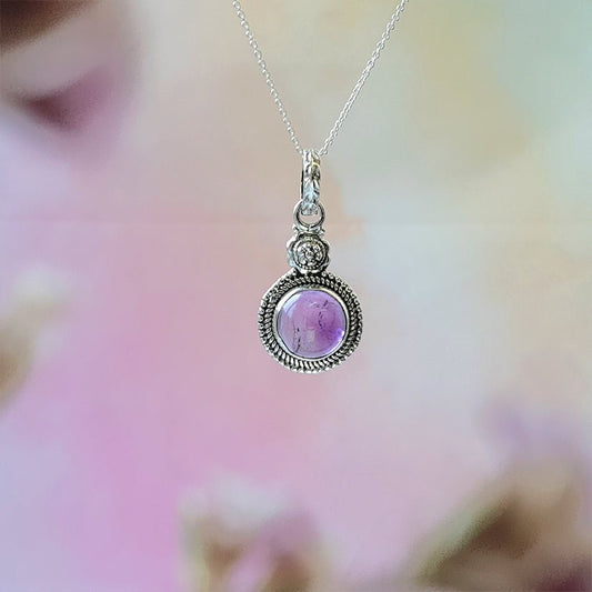 Colgante Botón de Amatista y Plata de Ley 925