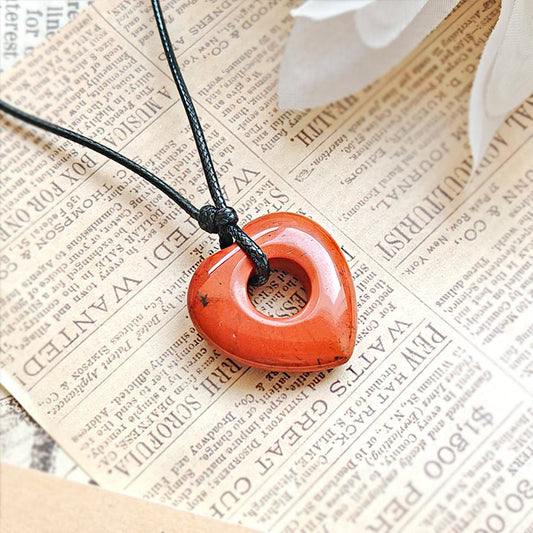Colgante Corazón de Jaspe Rojo Agujereado