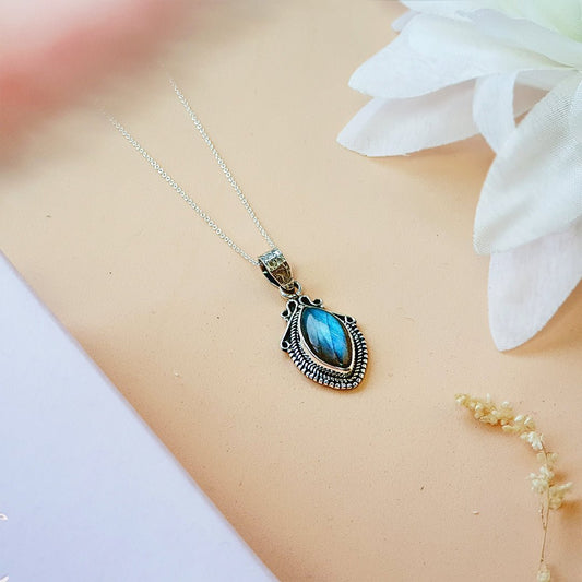 Colgante Lágrima de Labradorita y Plata de Ley 925