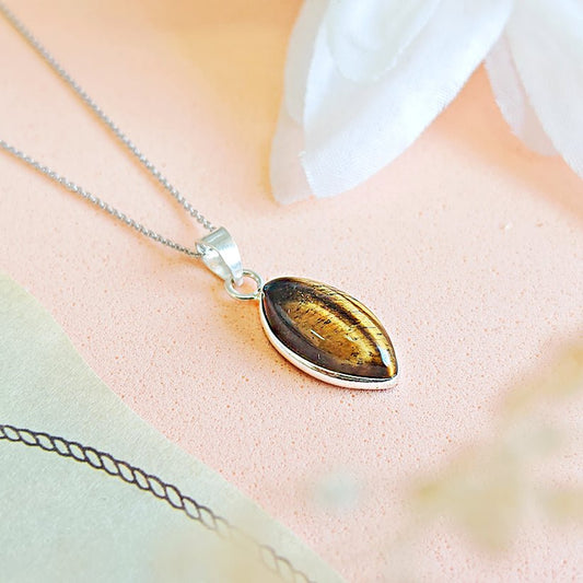 Colgante Lágrima Ojo de Tigre y Plata de Ley 925