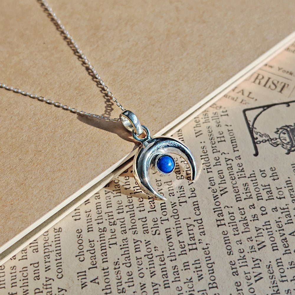 Colgante Luna Invertida de Lapislázuli - Plata de Ley 925 - Sensaido