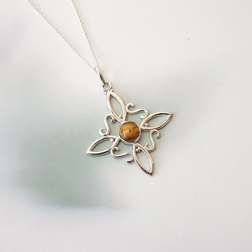 Colgante Nudo de Bruja en Plata de Ley 925 con Ojo de Tigre