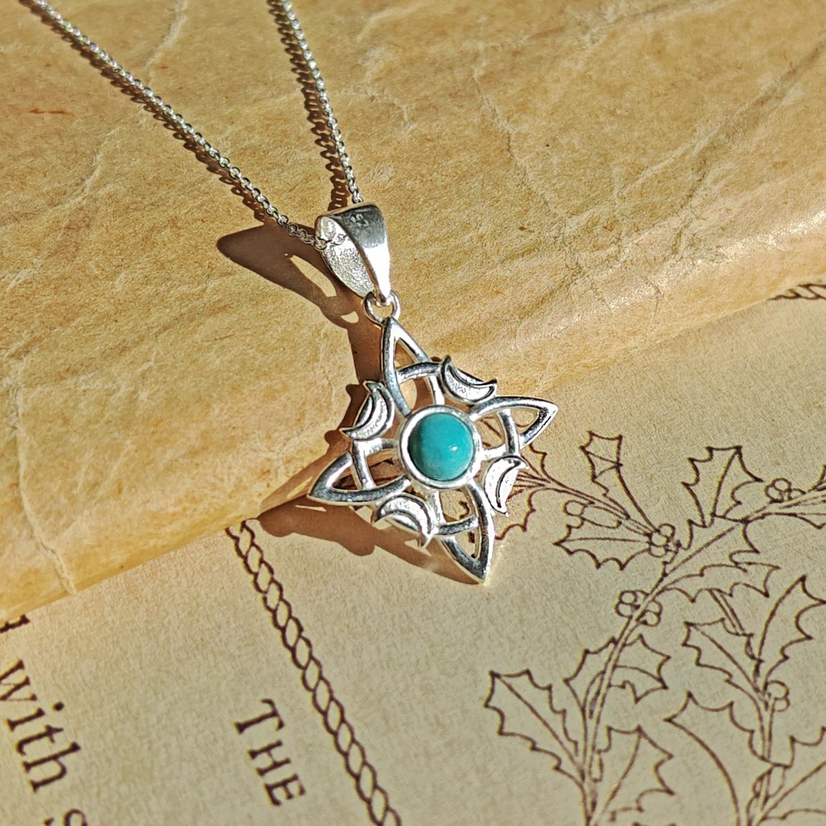 Colgante Nudo de Bruja 'Wicca' Howlita en Plata de Ley 925