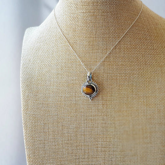 Colgante Amisha Ojo de Tigre y Plata de Ley 925
