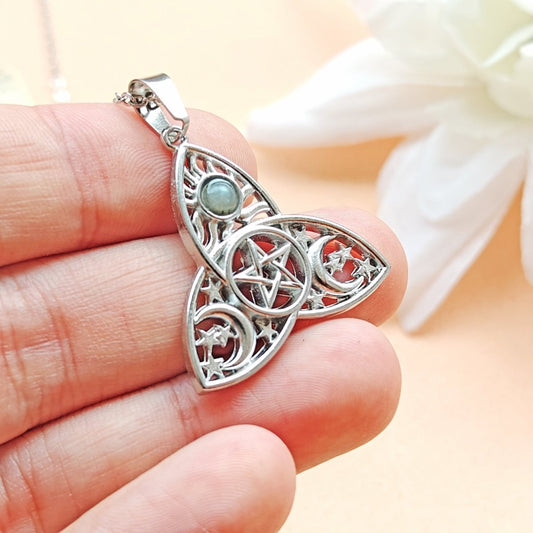 Collar Amuleto Triqueta Lunae Labradorita - Protección & Antiestrés