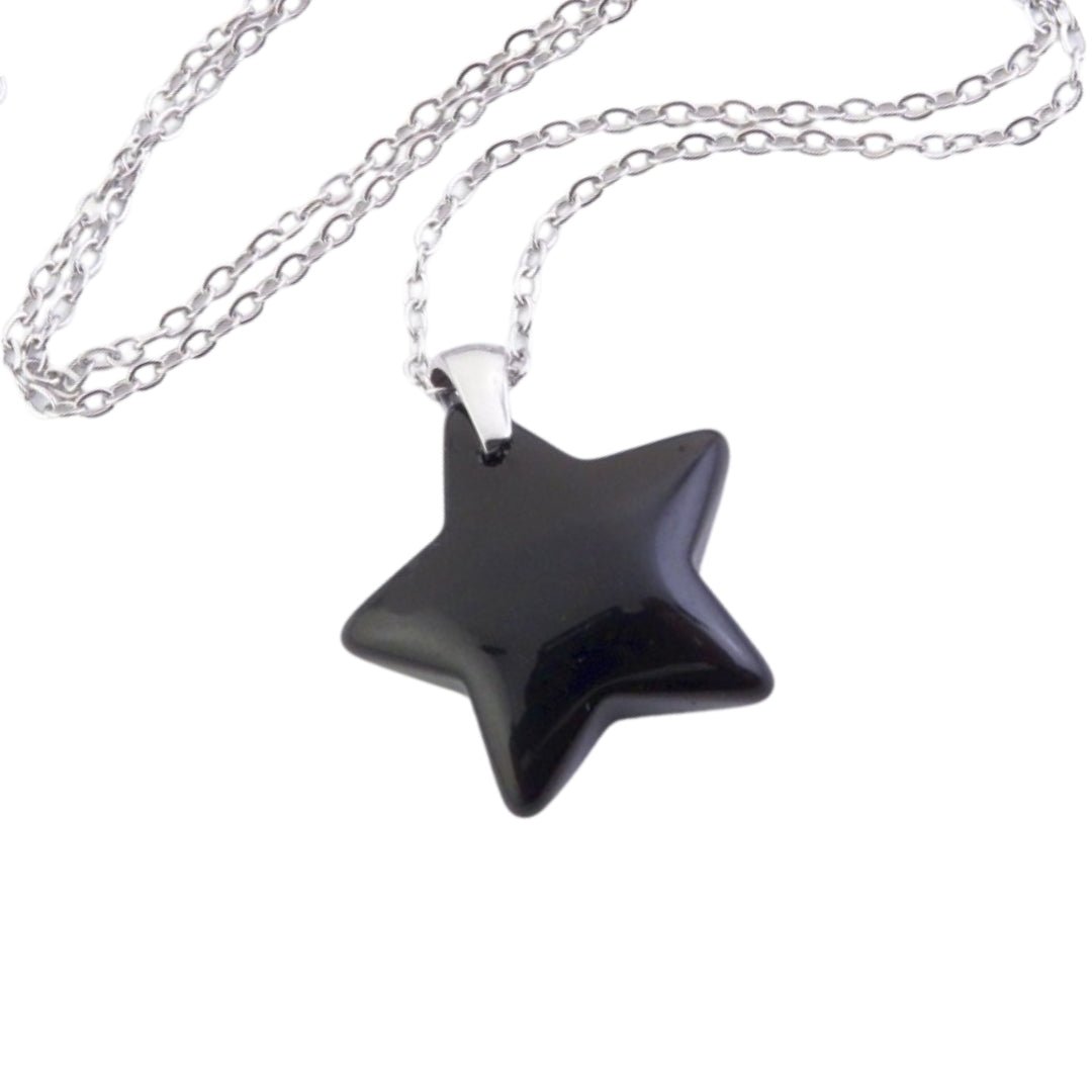 Collar Estrella de Ónix - Acero Inox.