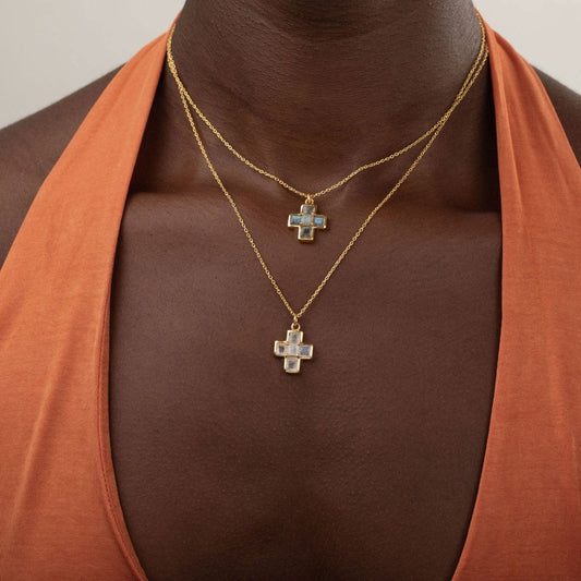 Collar Lacroix Labradorita - Bronce & Baño de Oro 18K