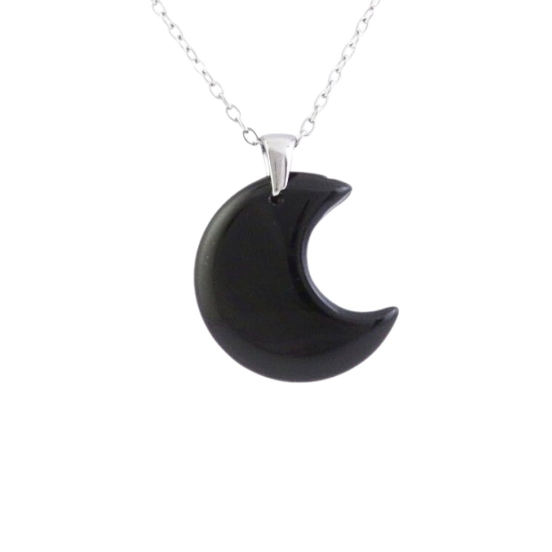 Collar Luna de Ónix - Acero Inox.