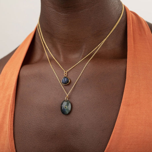 Collar 'Tanith' Labradorita - Plata S925 & Baño de oro 18K