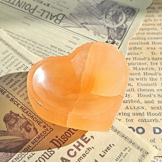 Cuenco Corazón de Selenita Naranja 6 cm