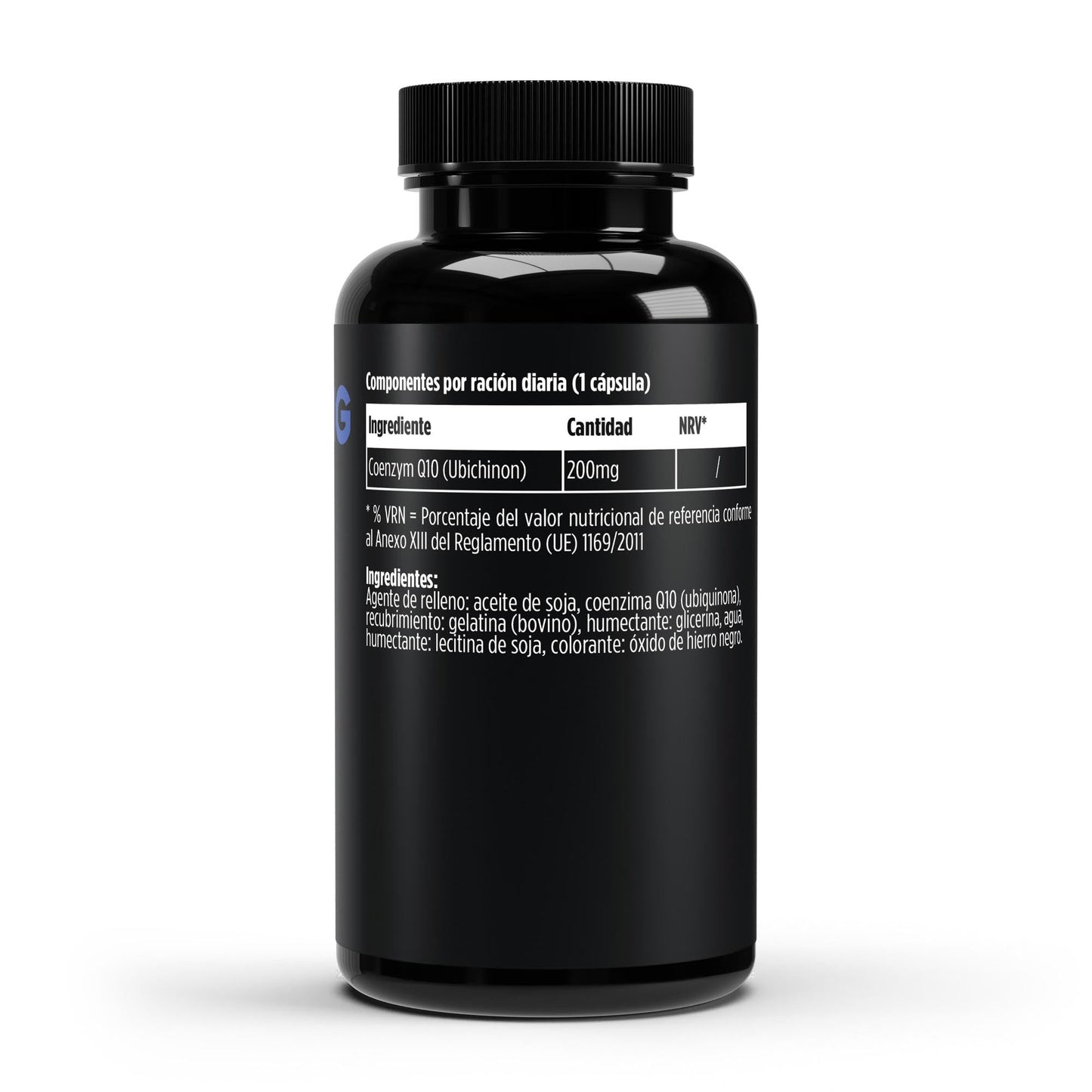Suplemento de Coenzima Q10 de BORNSTRONG FITNESS para energía celular y salud del corazón, en envase con cápsulas.