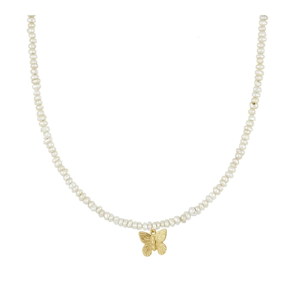 Gargantilla 'Butterfly' - Perlas con Amuleto de Mariposa - Sensaido