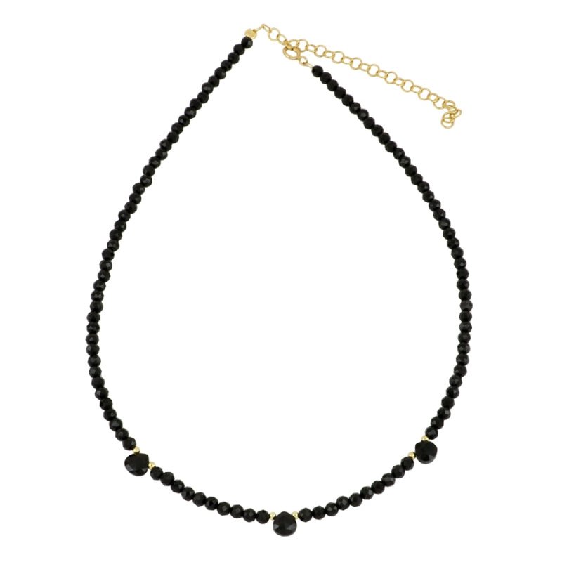 Gargantilla 'Elizabeth' de espinela de Mystical Tienda, con diseño elegante y detalles en piedra negra y plata.