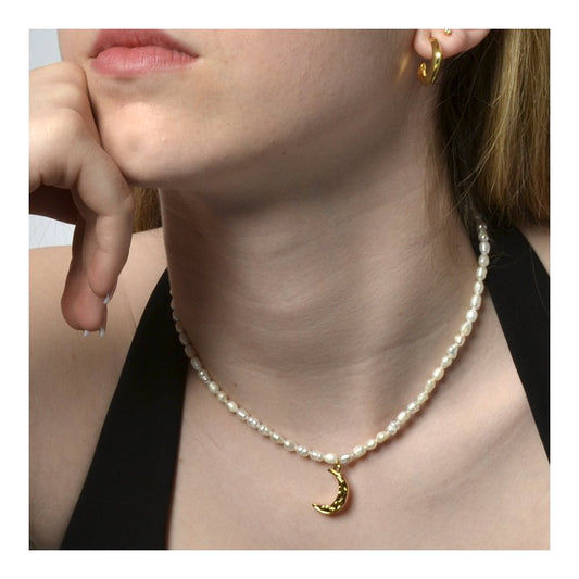 Gargantilla 'Moon' - Perlas con Amuleto de Luna - Sensaido