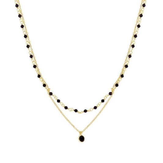 Gargantilla 'Sophia' de Espinela de Mystical Tienda, joya elegante con piedra de espinela negra y diseño delicado en plata.