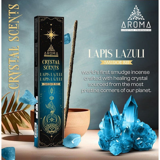 Incienso en varilla Lapislázuli de la marca Crystal Scents, aroma relajante con cristales de lapislázuli.