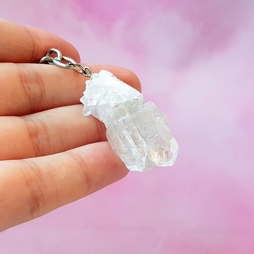 Llavero Drusa de Cuarzo Blanco