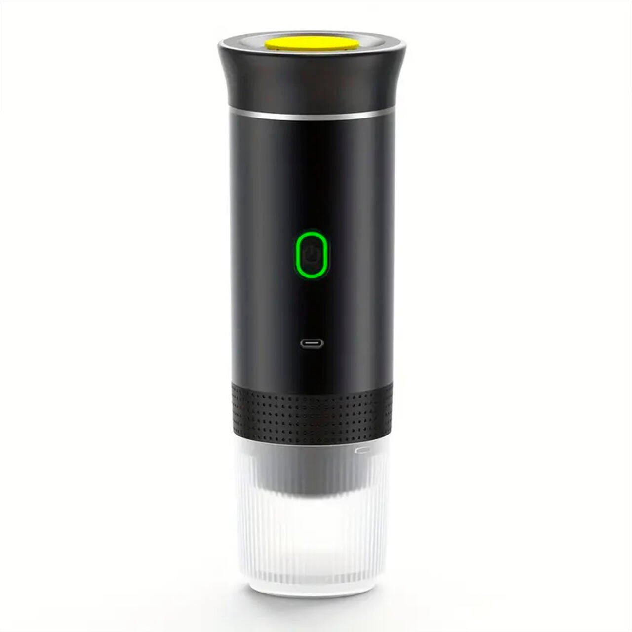 Cafetera portátil 3 en 1 de innovagizmo con calentamiento automático y carga USB-C, ideal para café en movimiento.