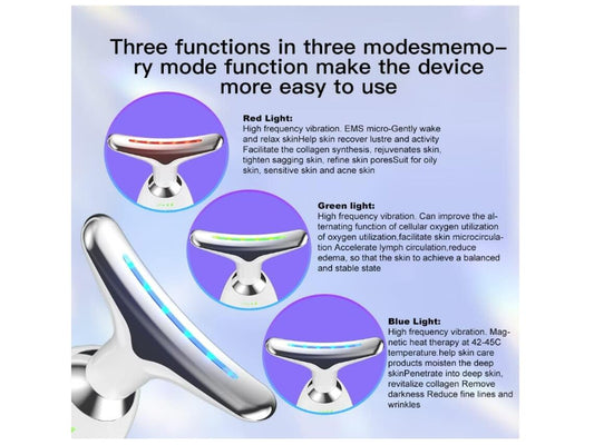 Masajeador facial lifting EMS de innovagizmo.com con control de intensidad y diseño ergonómico para rejuvenecer la piel facial.