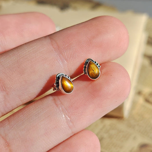 Pendientes Agra de Ojo de Tigre y Plata de Ley 925