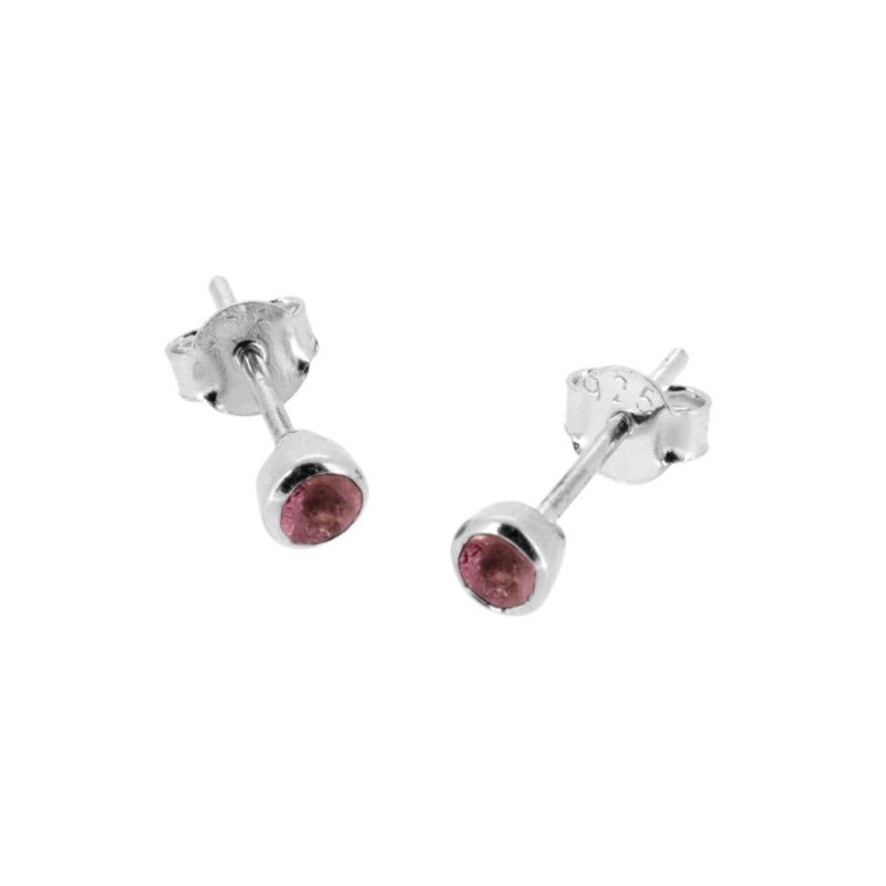 Pendientes 'Alexandra' de turmalina rosa de Mystical Tienda, con diseño elegante y piedras de color rosa brillante.