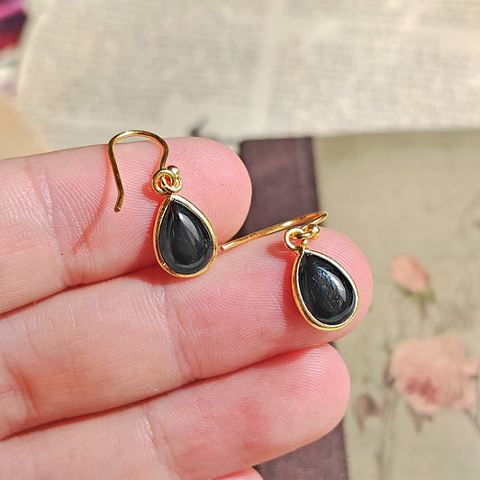 Pendientes 'Aurora' Ónix S925 & Baño de Oro 18K