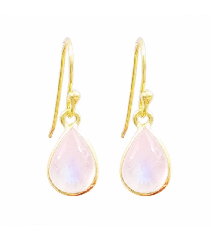 Pendientes Aurora de piedra de luna en plata S925 con baño de oro de 18K, estilo elegante y delicado.