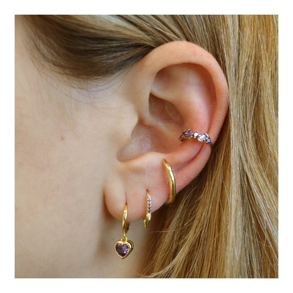 Pendientes "Cuore" de Circonita Lila