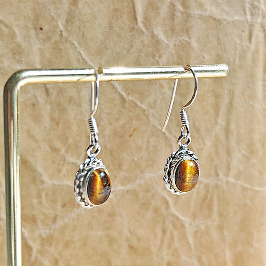 Pendientes 'Quilla' Ojo de Tigre y Plata de Ley 925