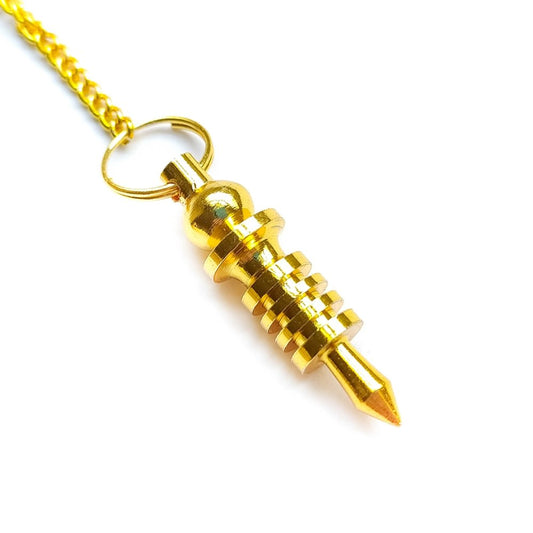 Péndulo de bronce Isis Mini de metal con cadena, utilizado para meditaciones y prácticas espirituales.