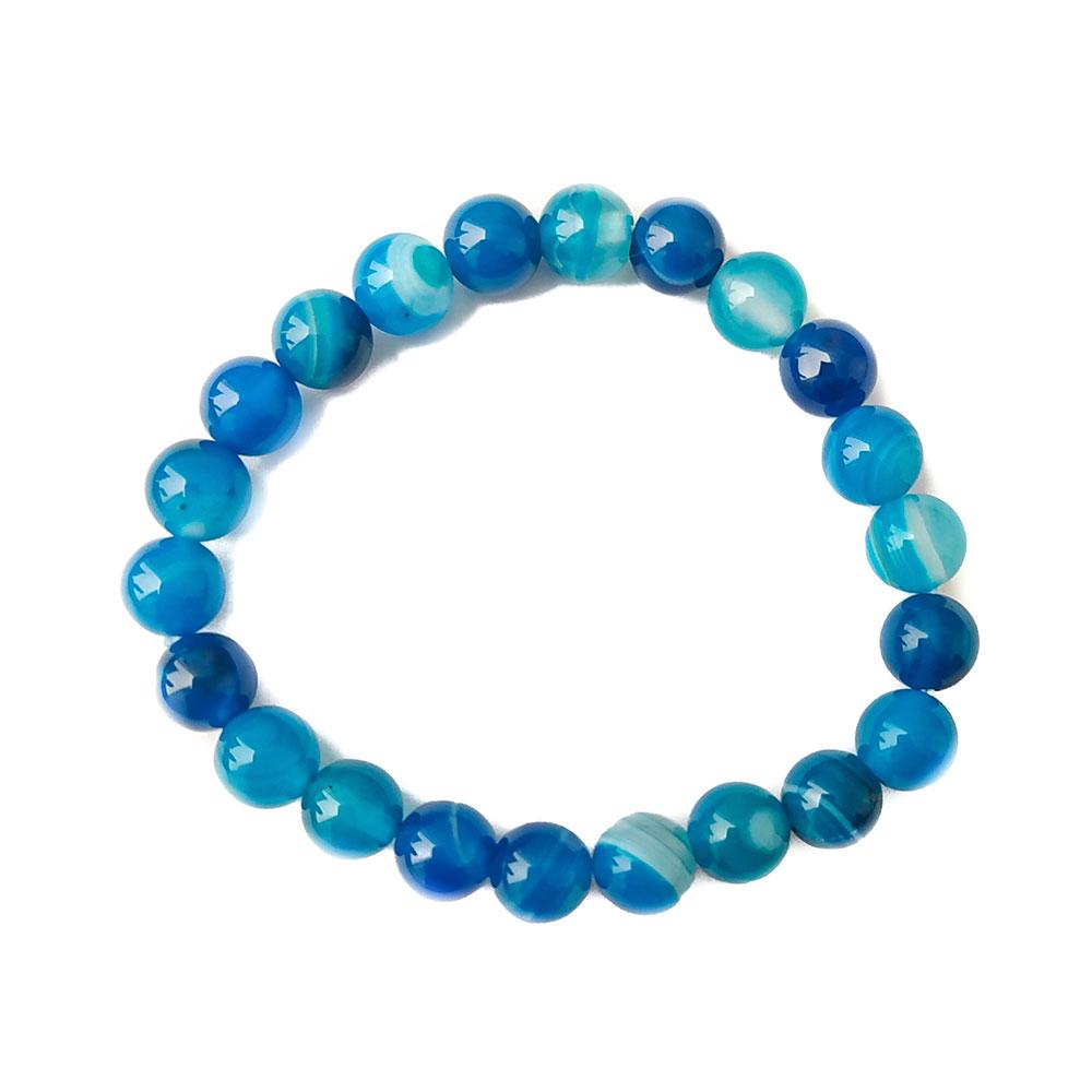Pulsera de Ágata Azul - Bola Lisa
