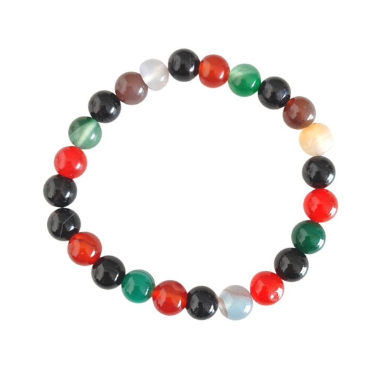 Pulsera de Ágata Multicolor - Bola Lisa