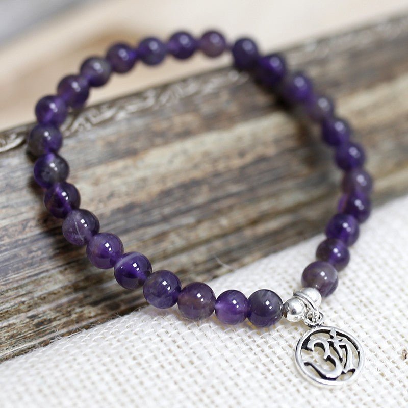 Pulsera de Amatista y Om en Plata de Ley
